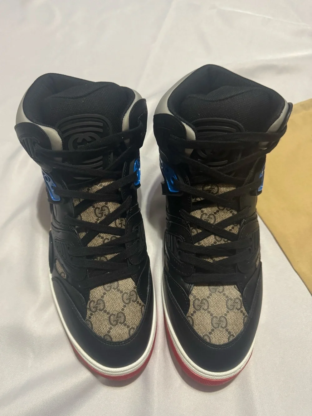 Gucci High-Top Sneakers in Black, Red and Blue